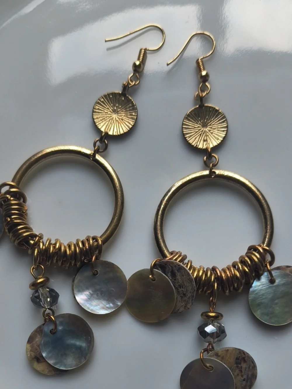 Chandelier Circlet Hoop Shell Earrings